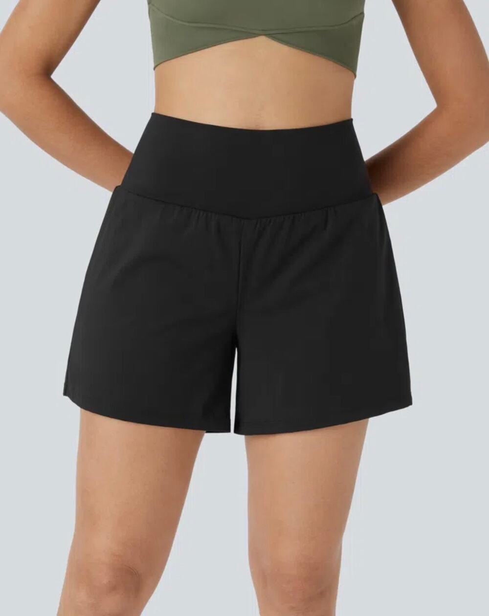 NWT Halara SoftlyZero Airy 2-in-1 Yoga Shorts Black High Waist 5” M